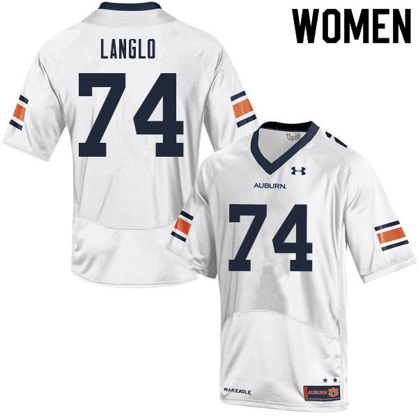 Women #74 Garner Langlo Auburn Tigers College Football Jerseys Sale-White